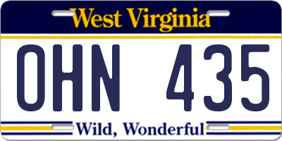 WV license plate OHN435