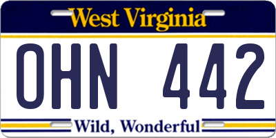 WV license plate OHN442