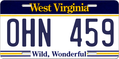 WV license plate OHN459