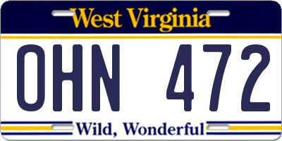 WV license plate OHN472