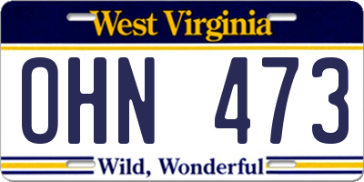 WV license plate OHN473