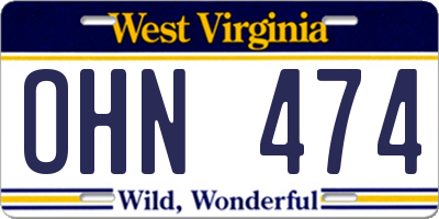 WV license plate OHN474