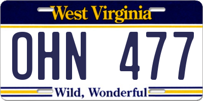 WV license plate OHN477