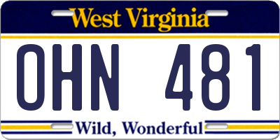 WV license plate OHN481