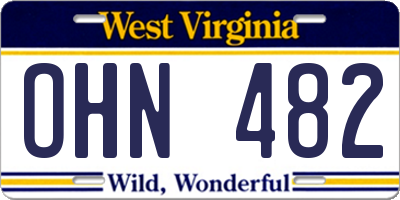 WV license plate OHN482