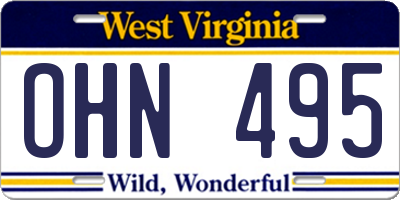 WV license plate OHN495