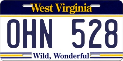 WV license plate OHN528