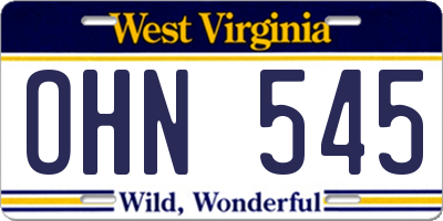 WV license plate OHN545