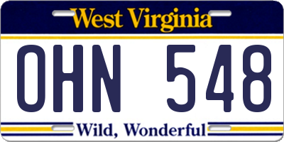 WV license plate OHN548