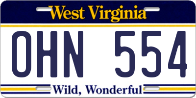 WV license plate OHN554
