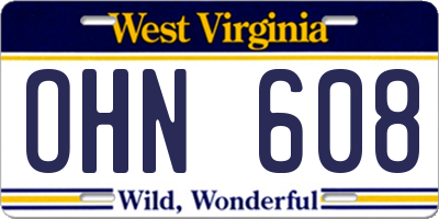WV license plate OHN608