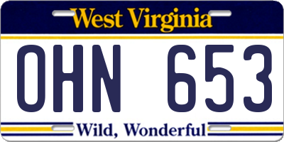 WV license plate OHN653