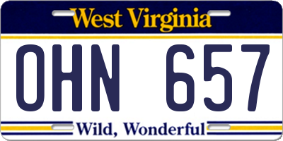 WV license plate OHN657