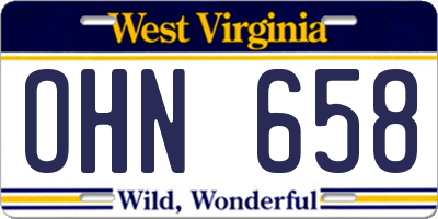 WV license plate OHN658