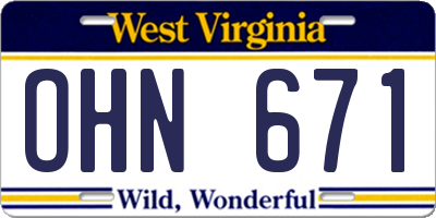 WV license plate OHN671