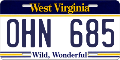 WV license plate OHN685