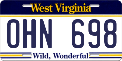 WV license plate OHN698