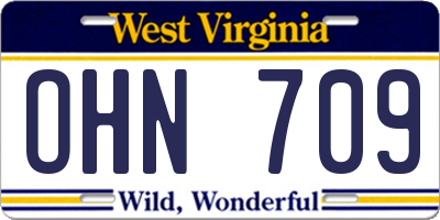 WV license plate OHN709