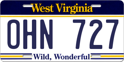WV license plate OHN727