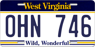 WV license plate OHN746