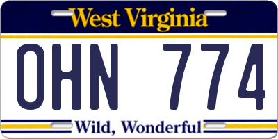 WV license plate OHN774