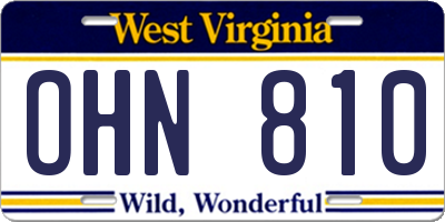 WV license plate OHN810