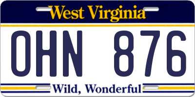 WV license plate OHN876