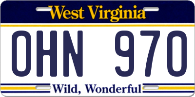 WV license plate OHN970