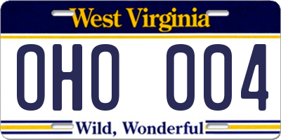WV license plate OHO004