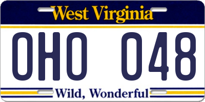 WV license plate OHO048