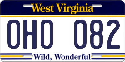 WV license plate OHO082