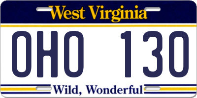 WV license plate OHO130