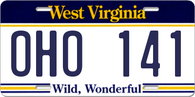 WV license plate OHO141