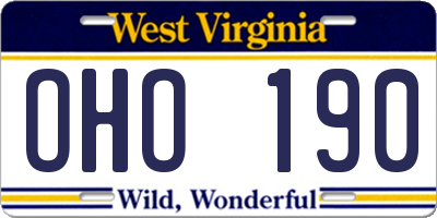 WV license plate OHO190