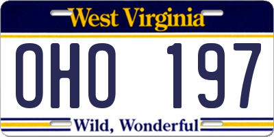 WV license plate OHO197