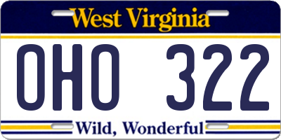WV license plate OHO322