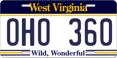 WV license plate OHO360