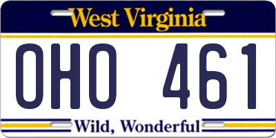 WV license plate OHO461