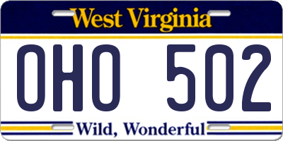 WV license plate OHO502