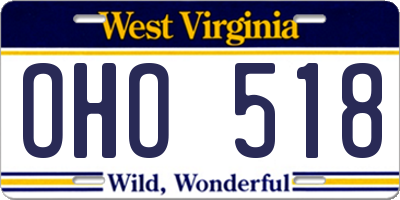 WV license plate OHO518