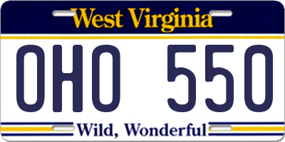 WV license plate OHO550