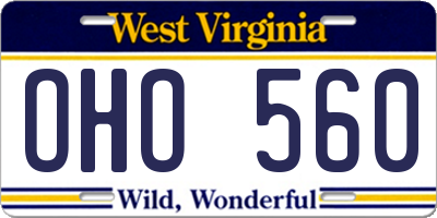 WV license plate OHO560
