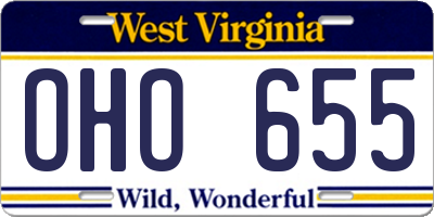 WV license plate OHO655