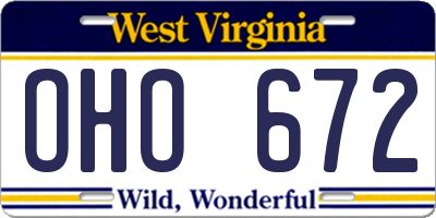 WV license plate OHO672