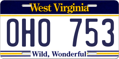 WV license plate OHO753