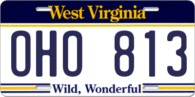 WV license plate OHO813
