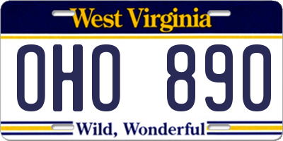 WV license plate OHO890