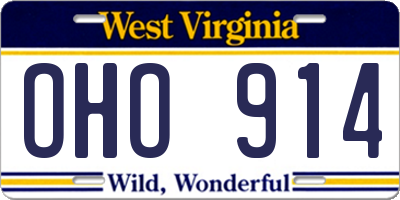 WV license plate OHO914