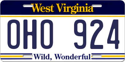 WV license plate OHO924