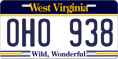 WV license plate OHO938